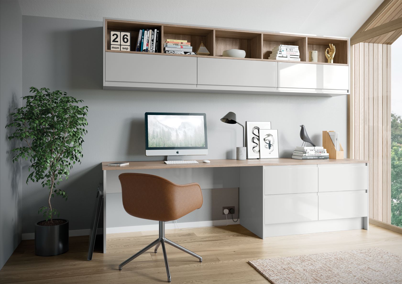 Strada Gloss Light Grey Home Office